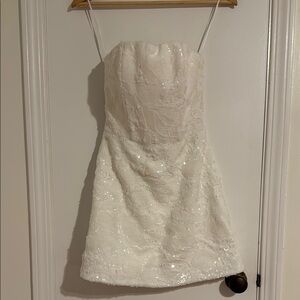 White Strapless Sequin Dress